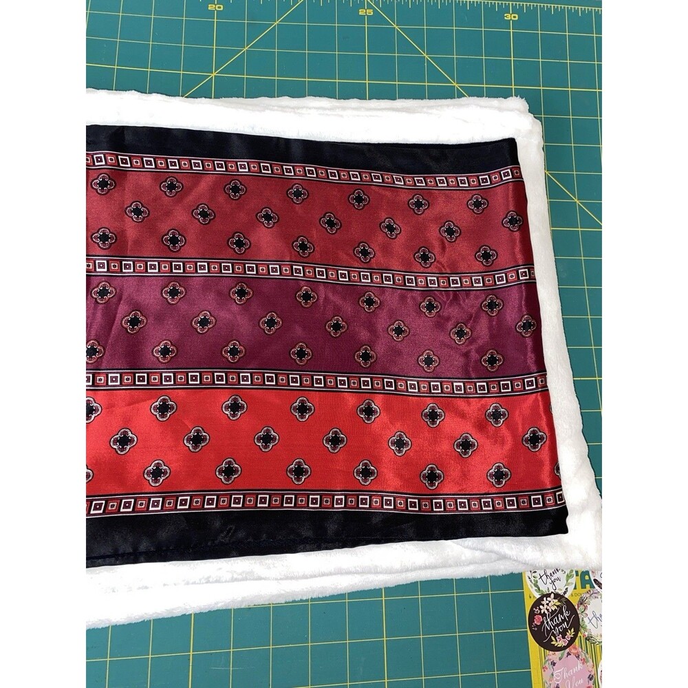 Vintage Red and Black Patterned Silk Scarf - Picture 2 of 16